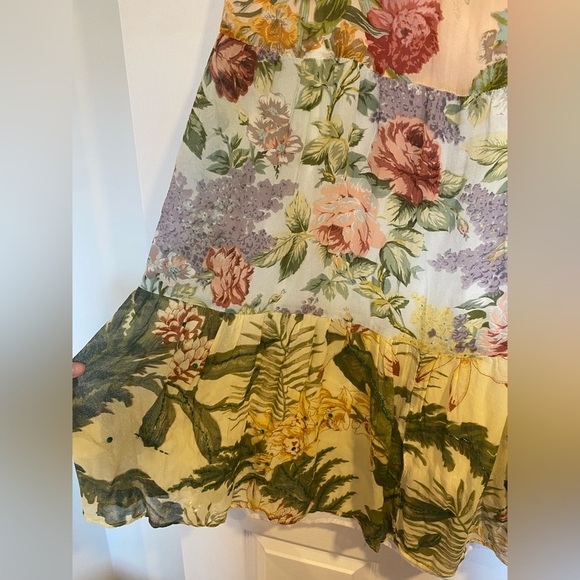 Vintage Flowers 100% Rayon MIDI Lined Skirt - Picture 7 of 13